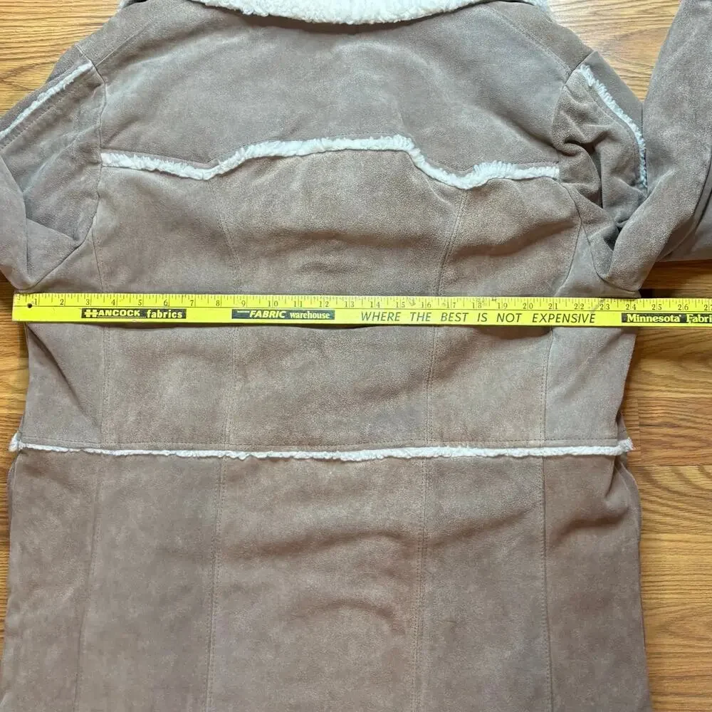 Vintage 1970s Pioneer Wear Suede Leather Sherpa Coat Mens XL Western USA